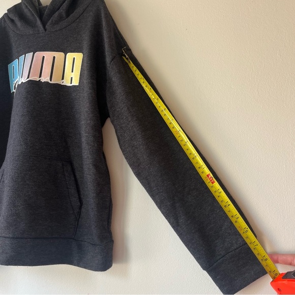 Puma Youth Girls Hoodie Sweatshirt L (12–14) Gray Rainbow Logo Pullover NWOT - Picture 4 of 11